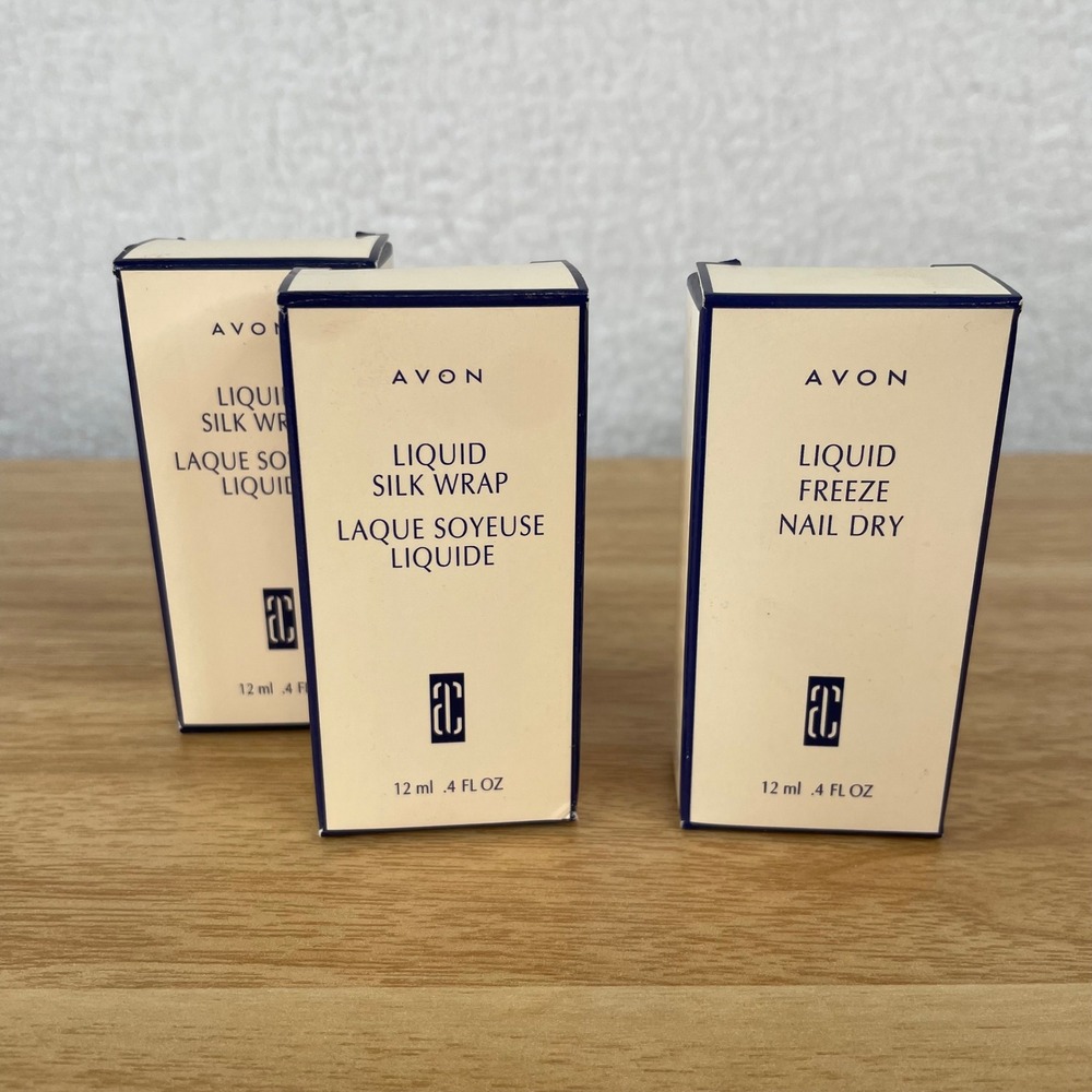 Avon Liquid Silk Wrap and Liquid Freeze Nail Dry Treatment Lot of 3 Vintage 1997